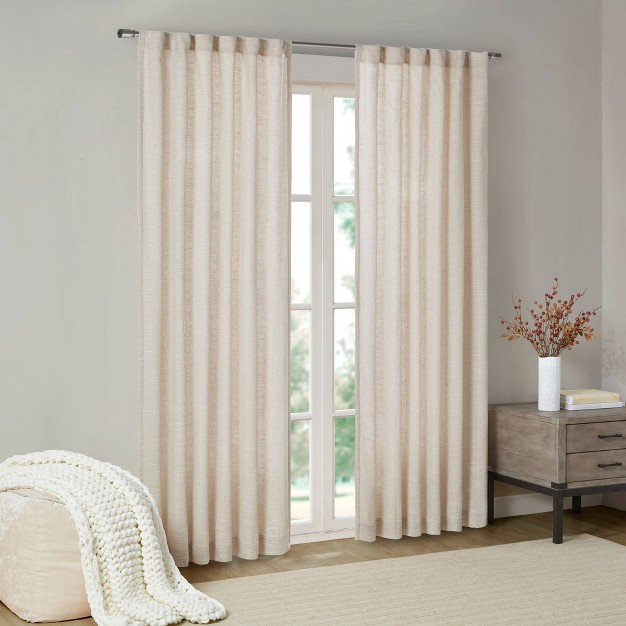 Bayer Faux Linen Panel With Fleece Lining Natural