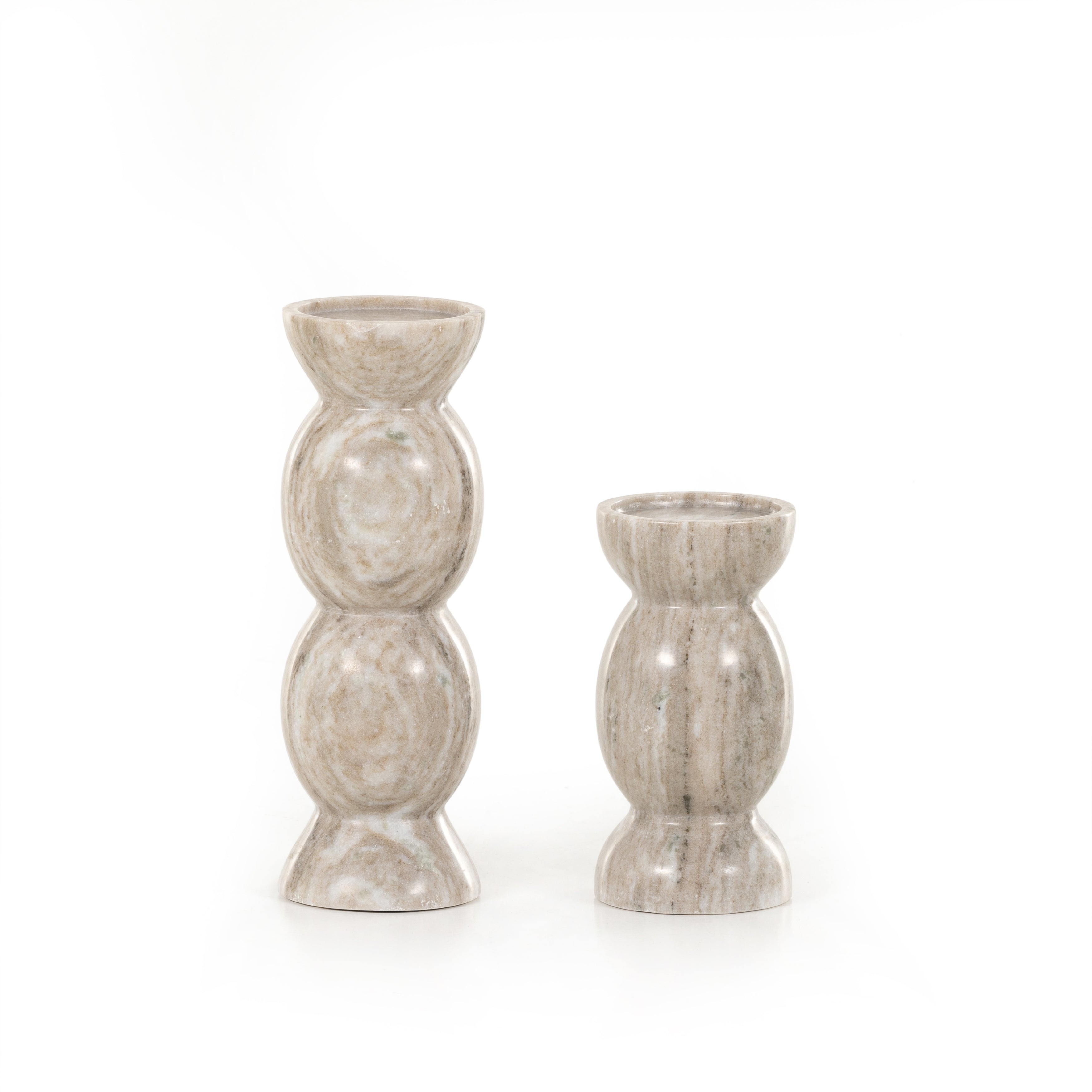 Kivu Pillar Candle Holder, Set Of 2 - Grey