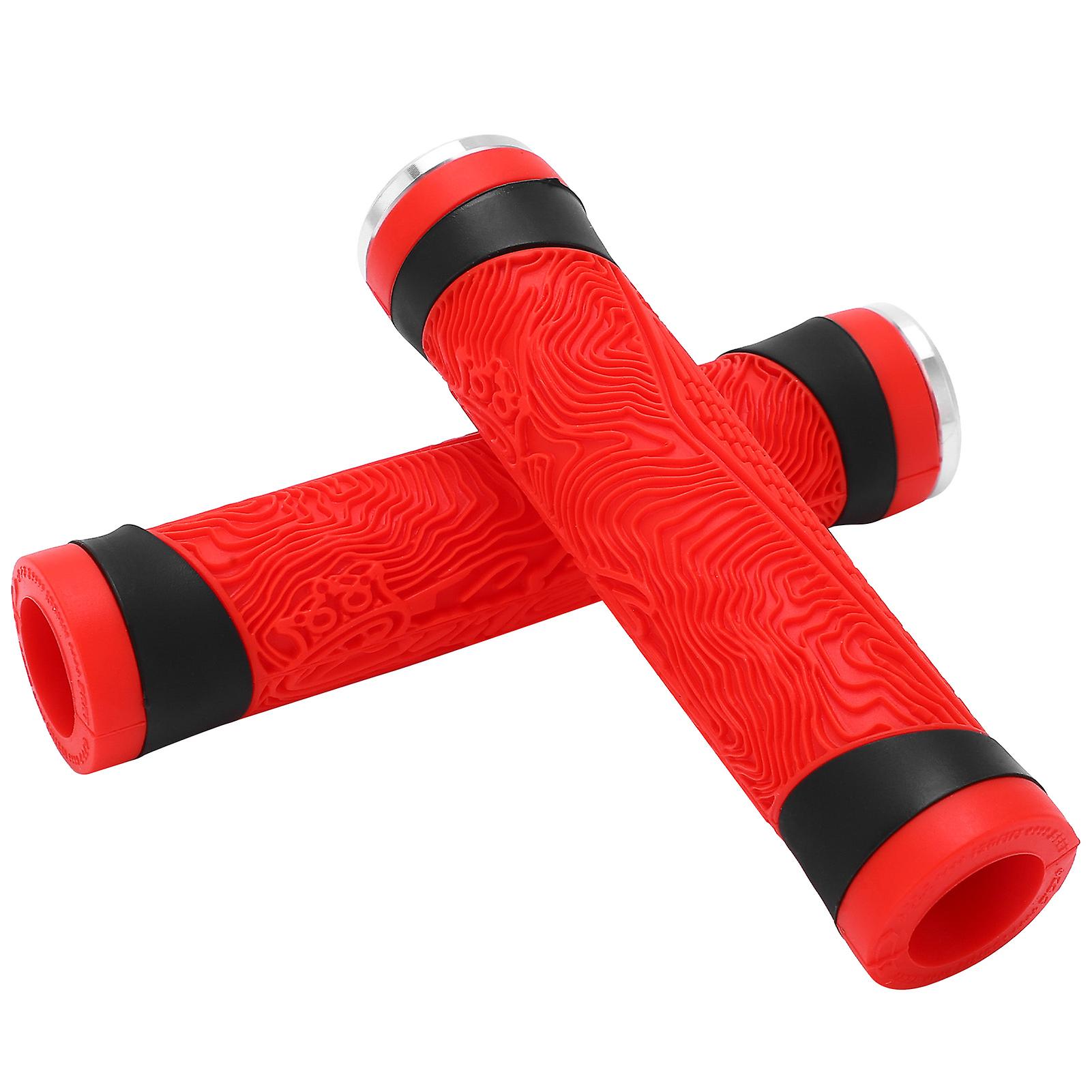 Mtb Bike Handle Silicone Grips Flat Handlebar Bicycle Bar End Plugs Handle Cover Gripsred