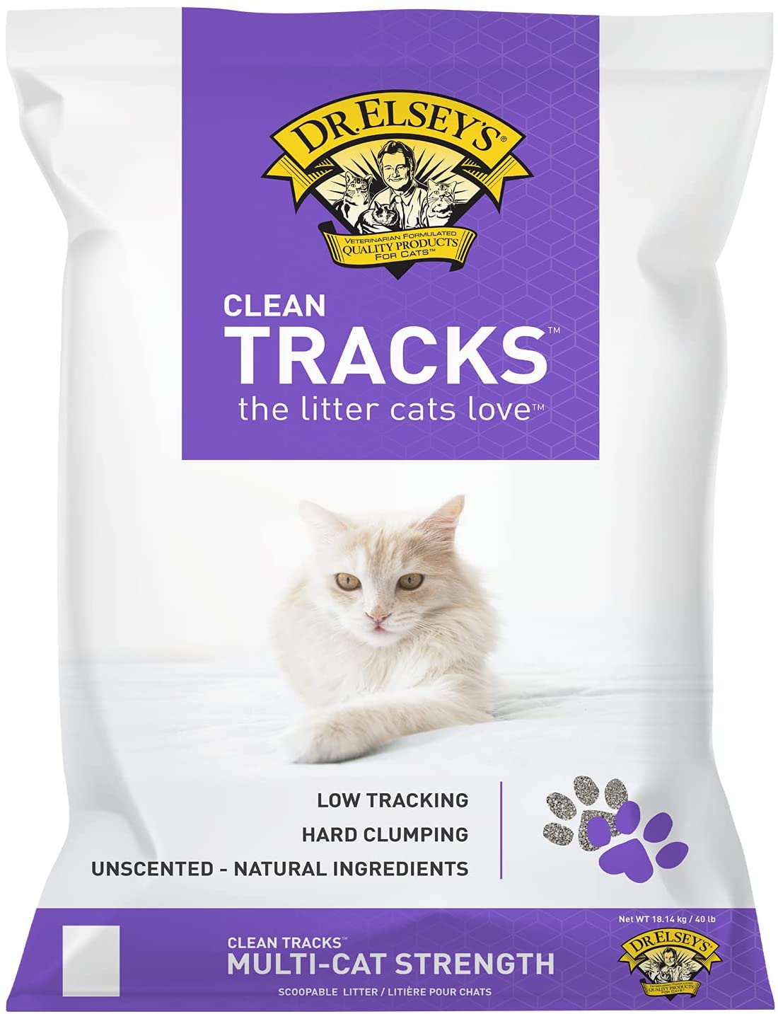 Dr. Elsey's Premium Clumping Cat Litter Clean Tracks Low Dust， Low Tracking， Hard Clumping， Superior Odor Control， Unscented and Natural Ingredients 40 lb