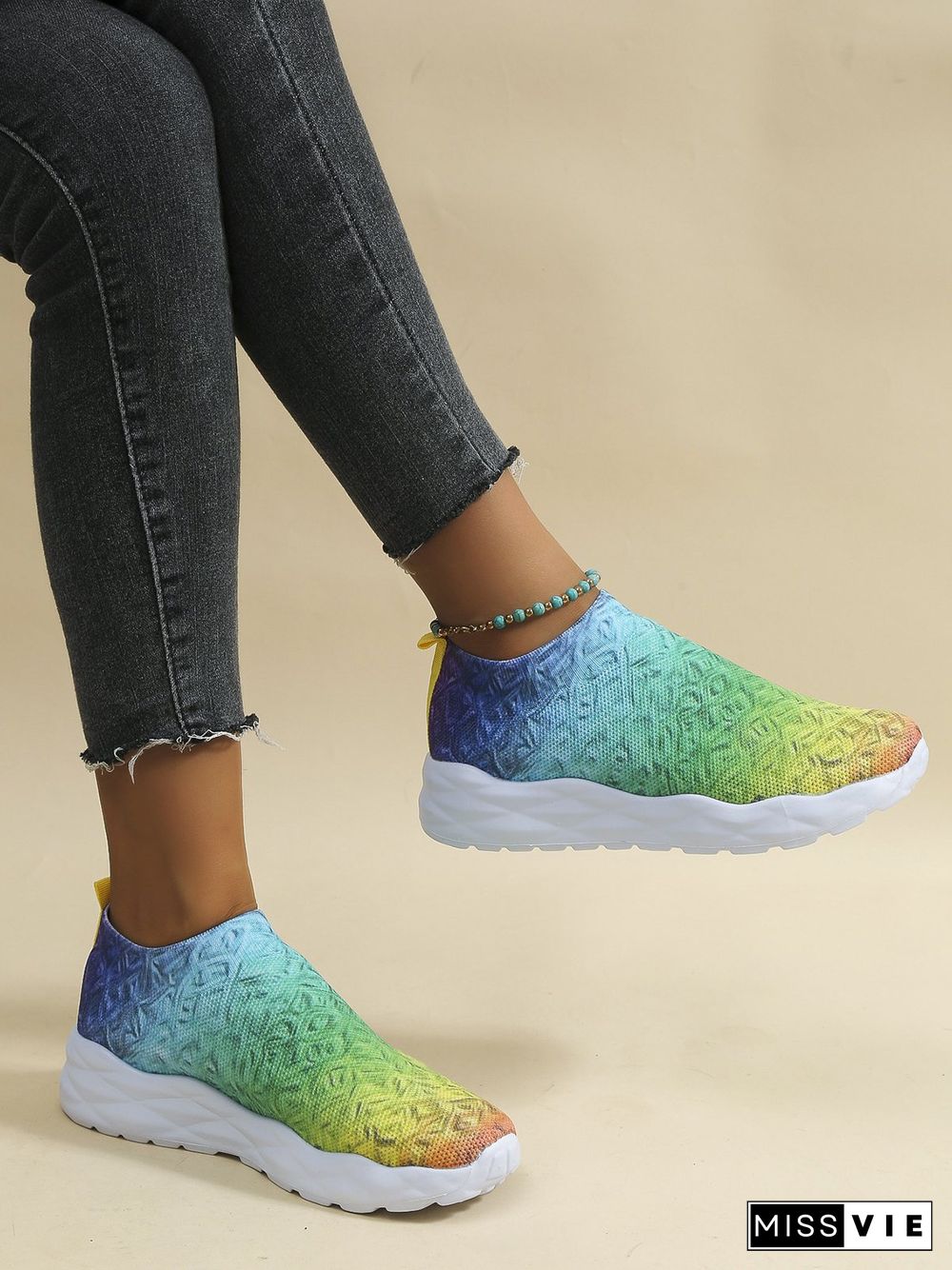 Rainbow Gradient Flyknit Sneakers