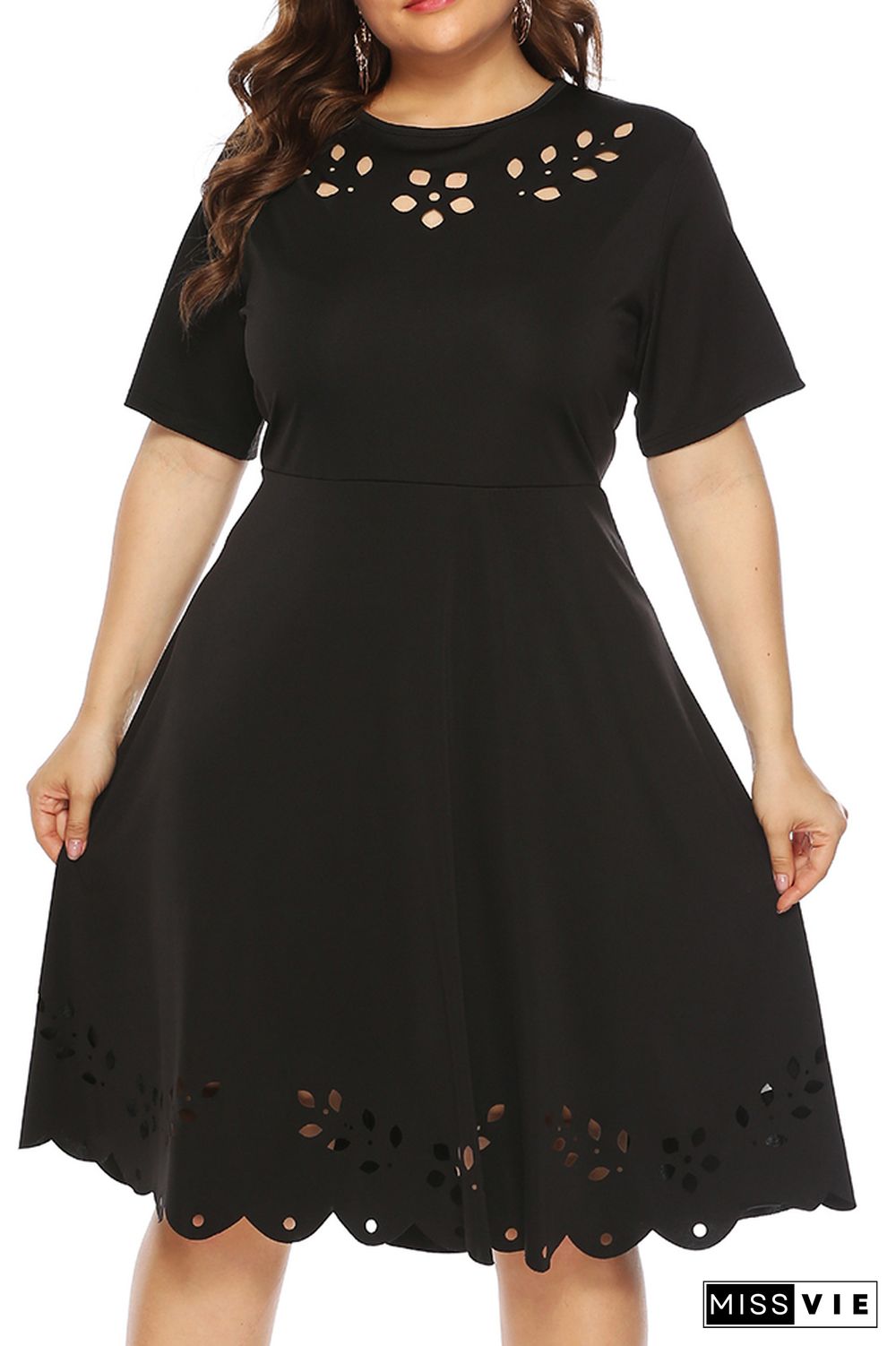 Plus Size High Waist Hollow Out Dress Wholesale