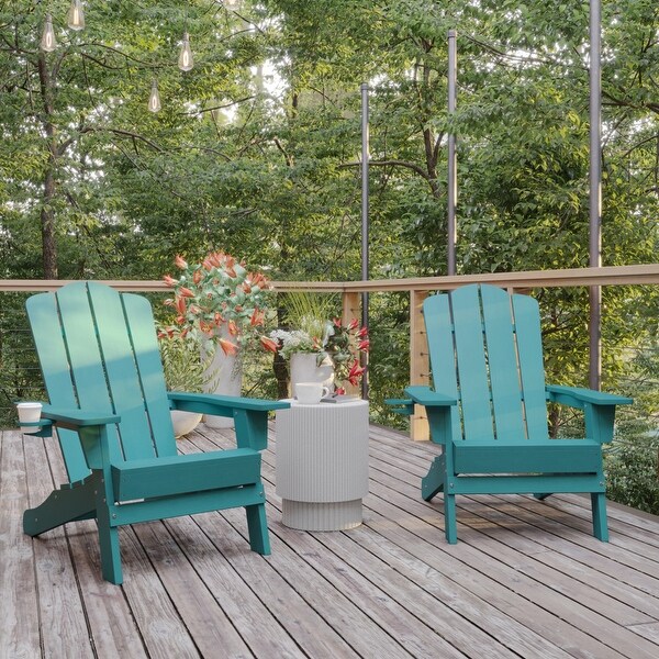 Set of 2 Commercial AllWeather Adirondack Chairs with Cupholders