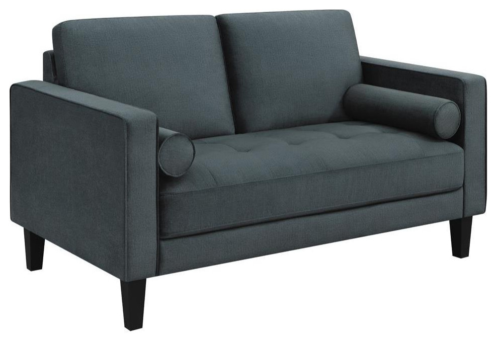 Gulfdale Cushion Back Upholstered Loveseat Dark Teal   Contemporary   Sofas   by BisonOffice  Houzz