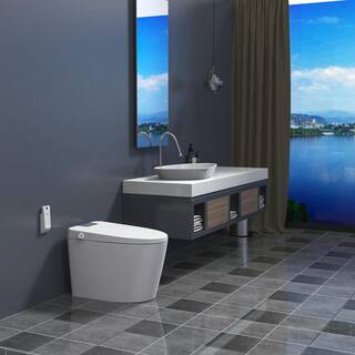 Xspracer Victoria Smart One-Piece 1.27 GPF Single Flush Round Automatic Flush with Foot Sensor Toilet in White Seat Included JH-SMT16789