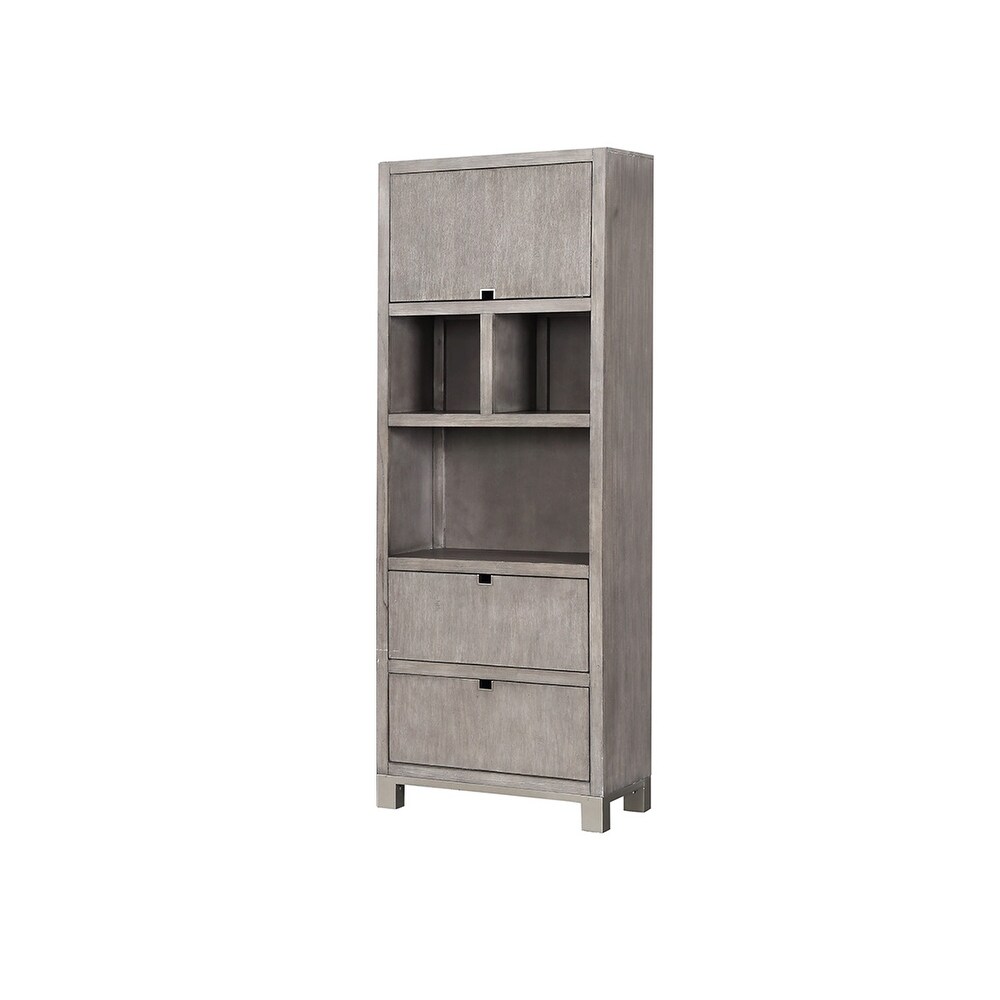 Bridgevine Home Pacific Heights 78 inch Bookcase  No Assembly Required  Melbourne Grey Finish