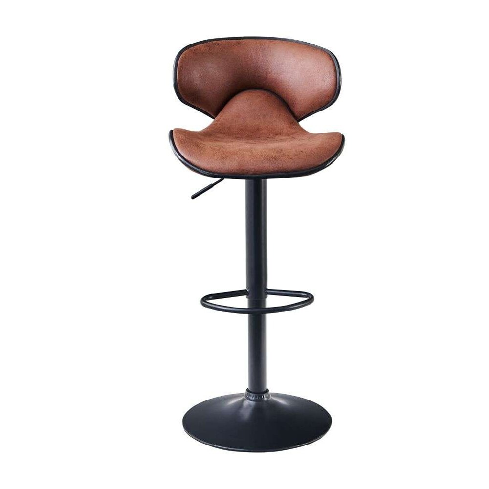 Swivel Height Adjustable Barstools with Footrest and Back(Set of 2)   N/A