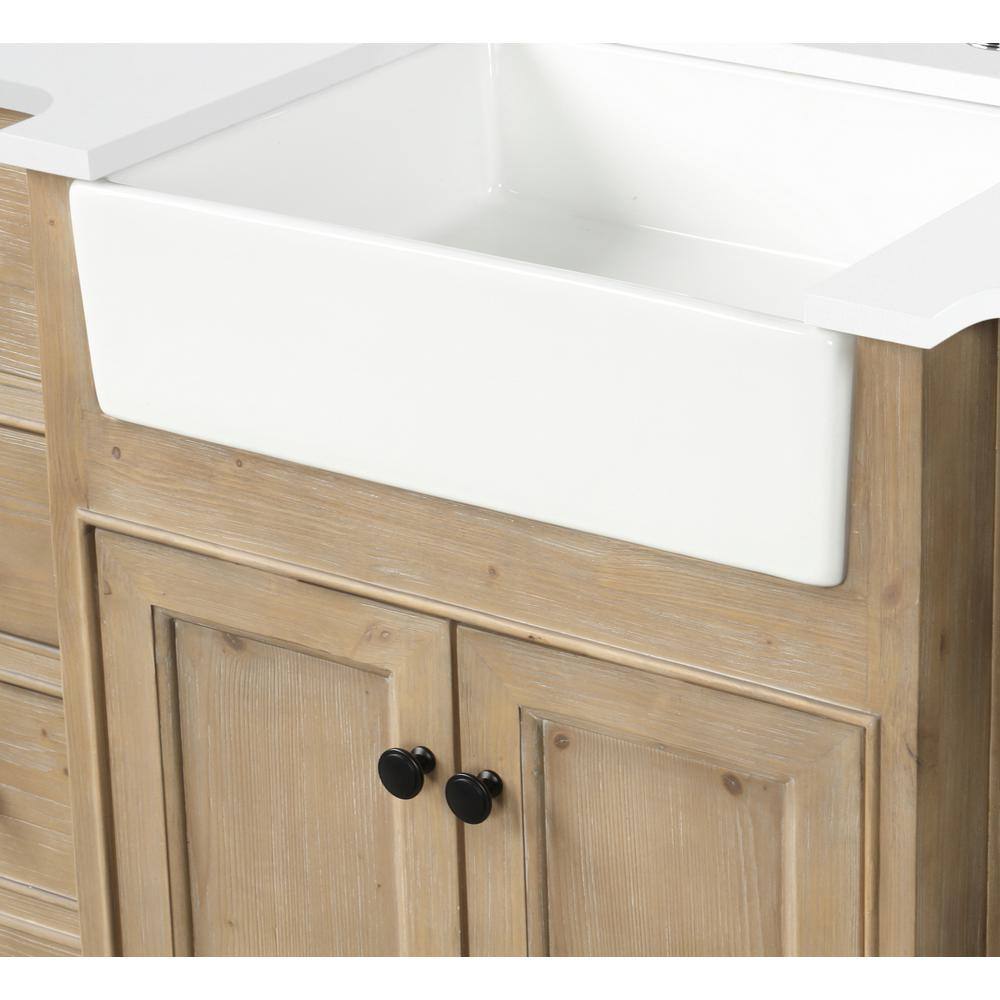 Ari Kitchen and Bath Kelly 48 in W x 20.5 in D x 34.50 H Single Bath Vanity in Weathered Fir with White Engineered Stone Top with White Basin AKB-KELLY-48-WEATHFIR-WHTOP