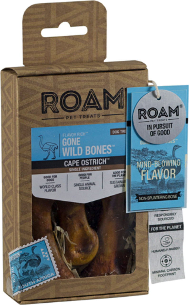 Roam Gone Wild Small Ostrich Dog Bones， 3 Pack