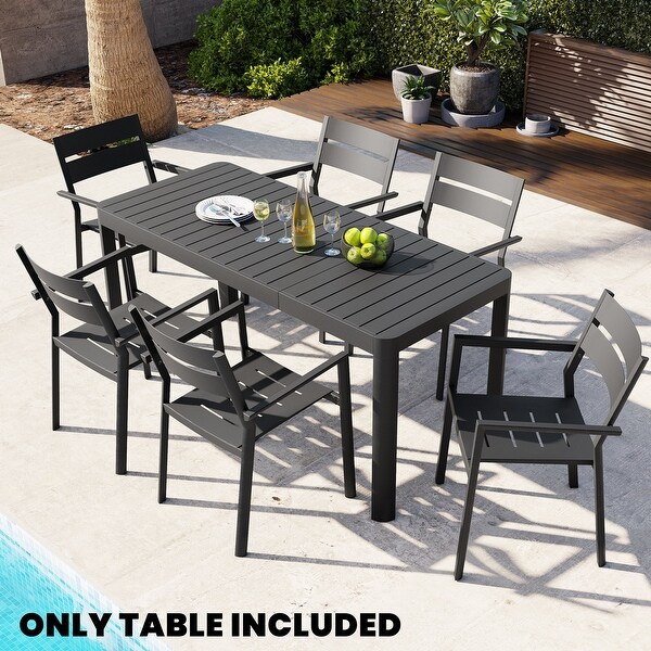 Outdoor Patio Expandable Rectangular Aluminum Dining Table