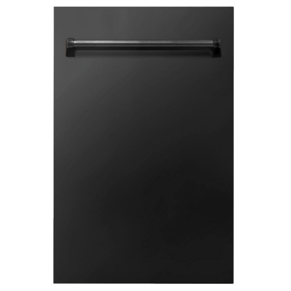 ZLINE Kitchen and Bath 18 in. Top Control 6-Cycle Compact Dishwasher w 2 Racks in Black Stainless Steel  Traditional Handle DW-BS-18