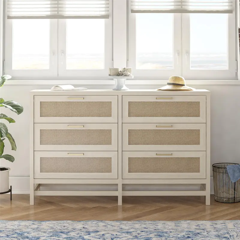 Lennon Ivory Oak Six Drawer Dresser