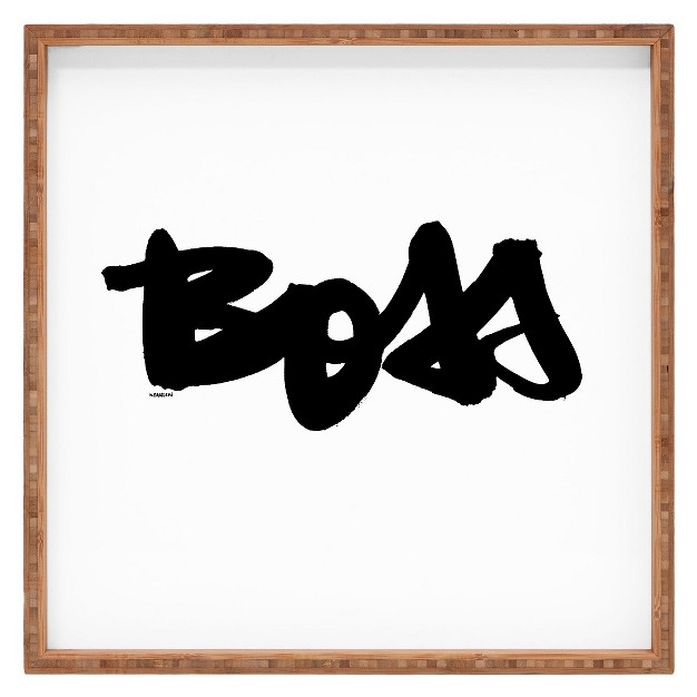 Kal Barteski Boss Square Tray Black white Deny Designs