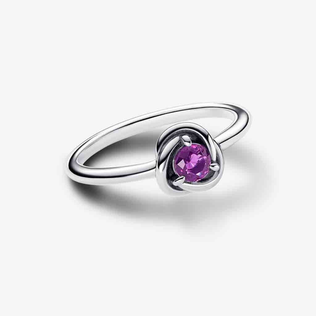 PANDORA  February Purple Eternity Circle Ring