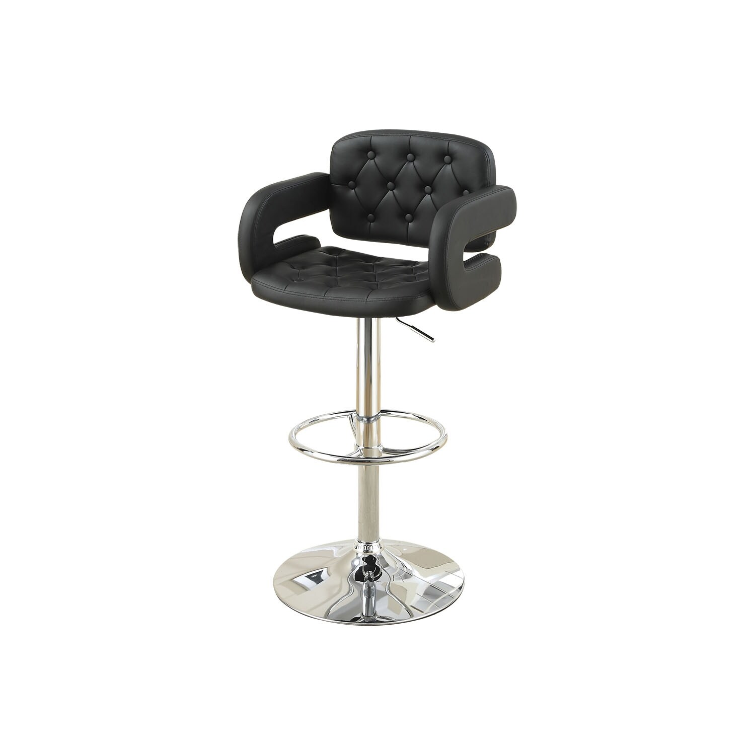 Adjustable Faux Leather Bar Stool with Armrests