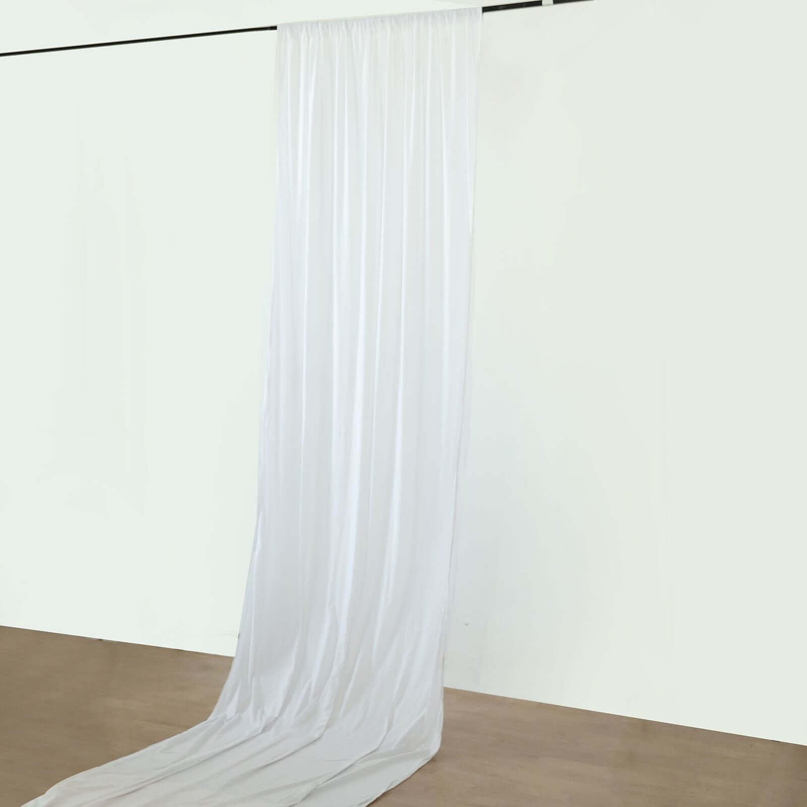 White Scuba Polyester Ceiling/Curtain Draping Fabric, Commercial Grade Fire Retardant Wrinkle Free Backdrop Panel With Rod Pocket - 5ftx40ft