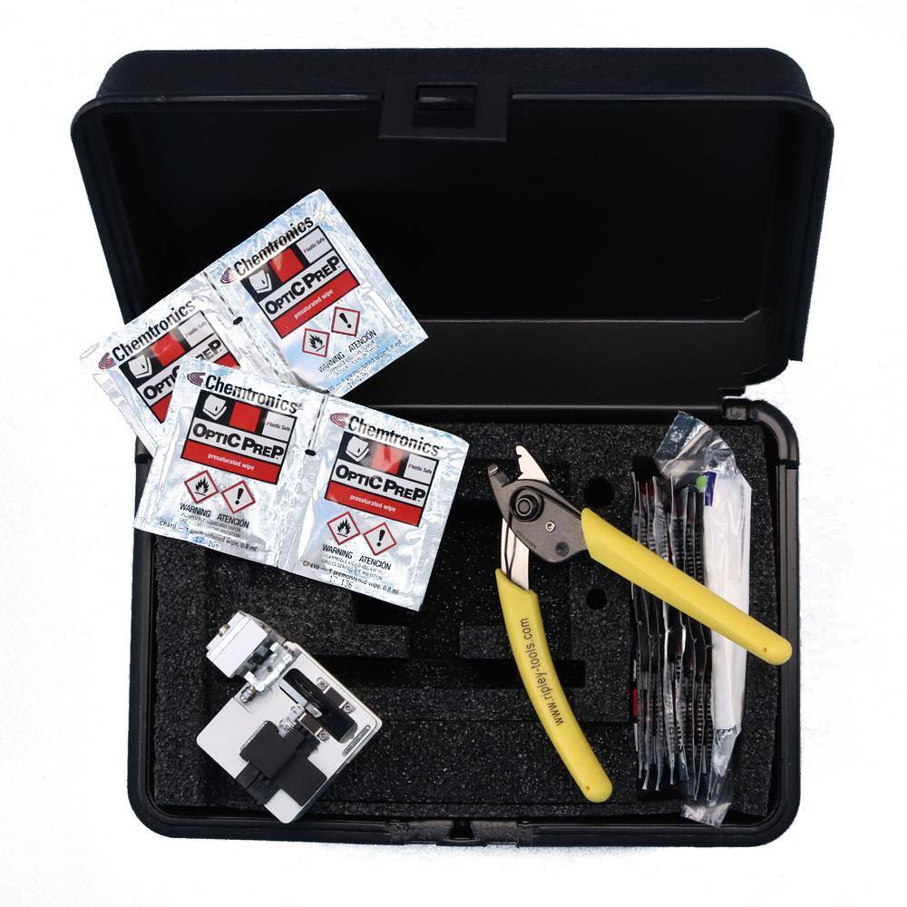 Leviton FastCAM Connector Opt-X Tool Kit: Opt-X Fiber Cleaver Buffer Removal Tool Lint-Free Wipes Alcohol Moistened Wipes 49800-MSK