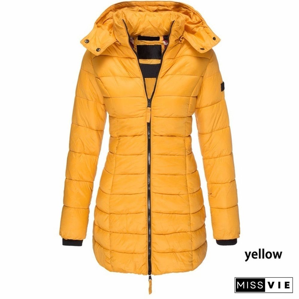 New Women Winter Long Coat Thicken Warm Hooded Cotton Padded Puffer Jacket Overcoat