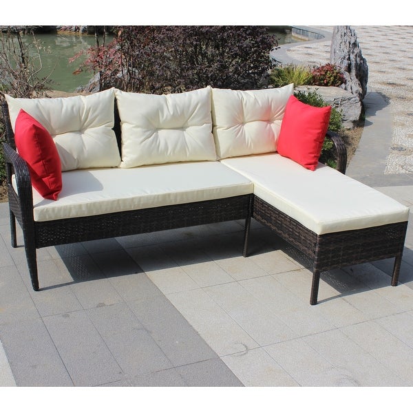 2 Piece Outdoor Patio Sectional Sofa Set Conversation Set - Overstock - 37784750