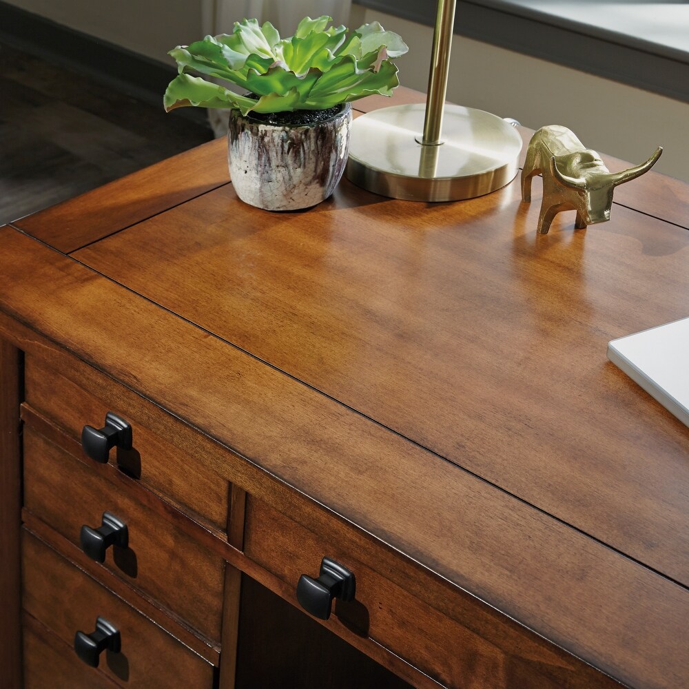 Tahoe Aged Maple Executive Pedestal Desk