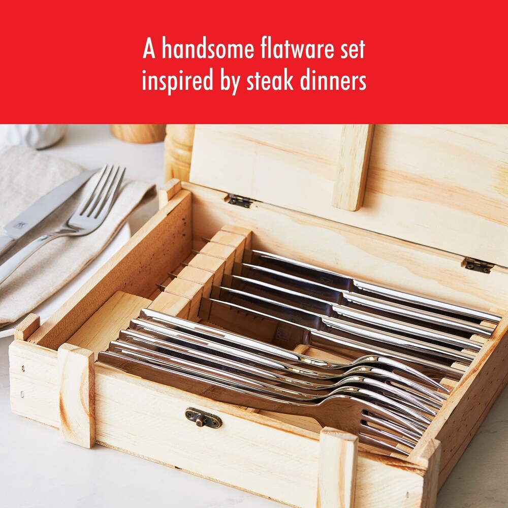 ZWILLING Steak Dinner 12 Piece Set includes forks and steak knives  Gift Set  with Presentation Box   Silver   12 pc