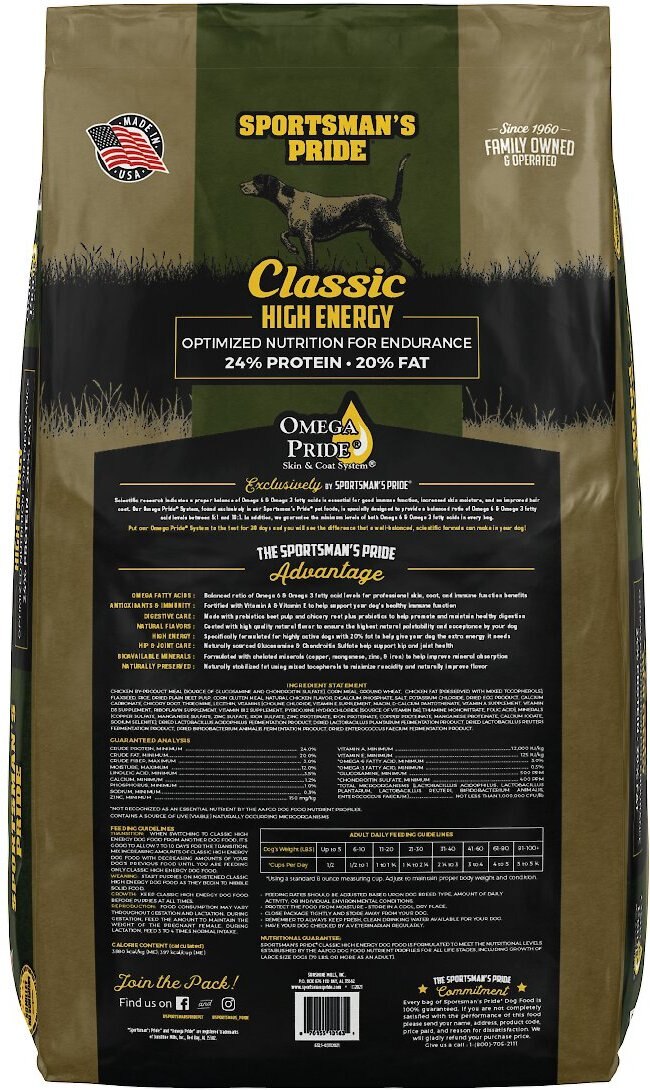 Sportsman's Pride Classic 24/20 High Energy Dry Dog Food， 40-lb bag