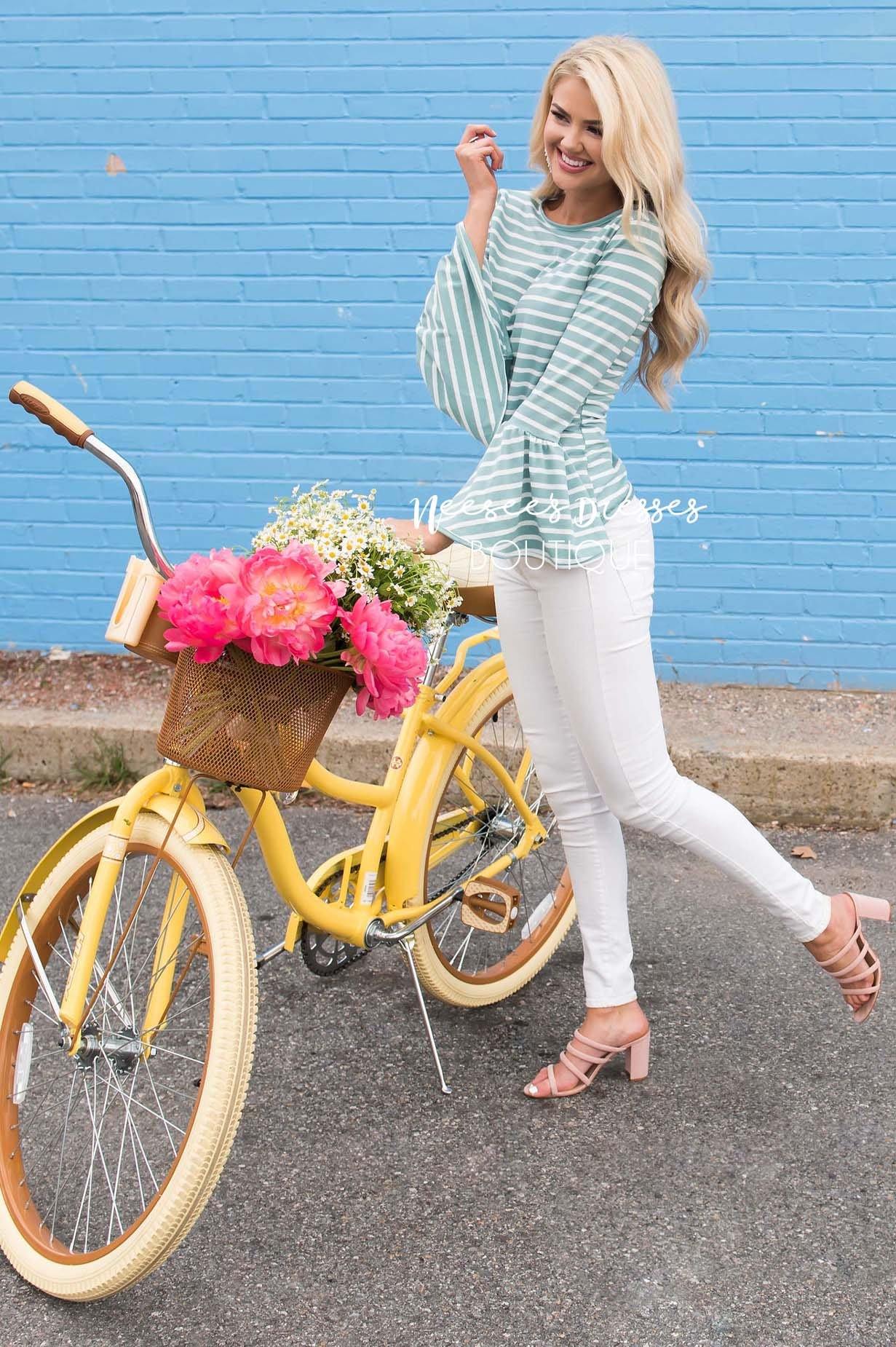 Candy Shop Striped Bell Sleeve Top