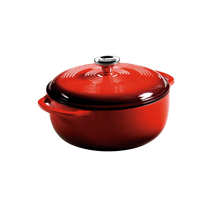 Lodge EC4D43 Enameled Cast Iron Dutch Oven， 4.6-Quart， Island Spice Red