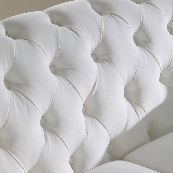 3 Seater White Velvet with 2 Pillows