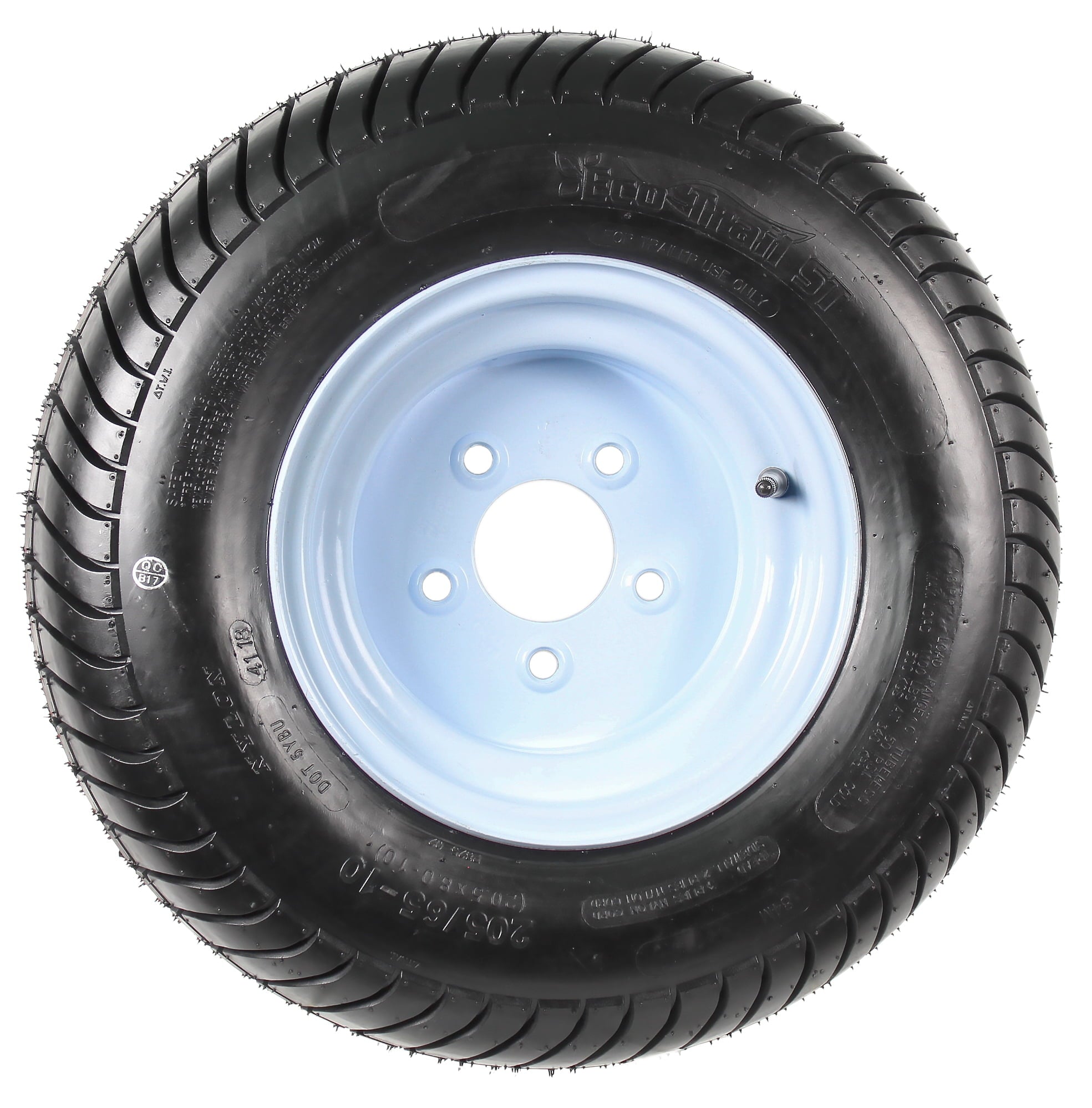 2-Pack Trailer Tire On Rims 20.5 X 8 X 10 205/65-10 20.5X8.0-10 5Lug White Wheel