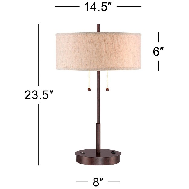 High Bronze Fabric Drum Shade For Bedroom Living Room House Desk Bedside