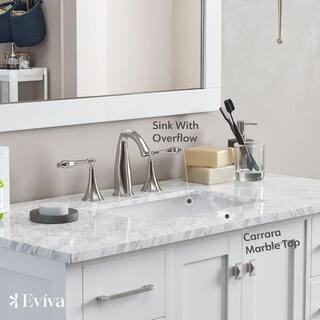 Eviva Aberdeen 42 in. W x 22 in. D x 34 in. H Bath Vanity in White with White Carrara Marble Top with White Sink EVVN412-42WH