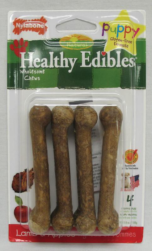 Nylabone Healthy Edibles Puppy Natural Long Lasting Chew Treats Turkey and Sweet Potato Petite 4 count Lamb Petite - Up to 15 lbs.