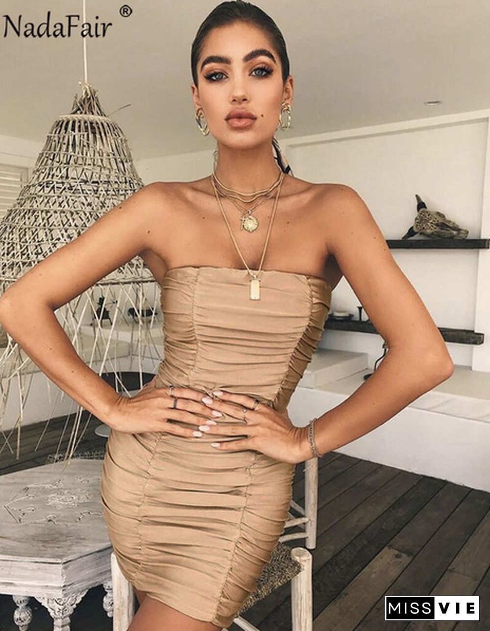 Nadafair Backless Off Shoulder Summer Sexy Party Bodycon Dress Women Strapless Wrap Ruched Black White Mini Club Tube Dress