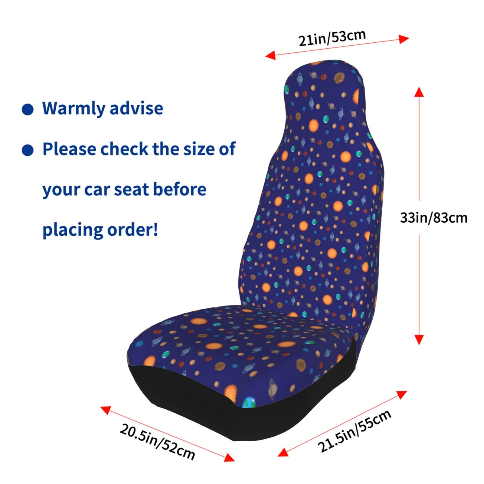 TEQUAN Front Seat Covers， Blue Star Planet Pattern 2 Piece Car Seat Cover Fit Most Car SUV Truck Van