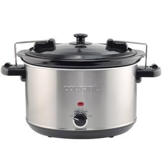 Courant 6-qt. Slow Cooker with Locking Lid Warm Settings Stainproof Stoneware Pots Stainless Steel MCSC6047ST974