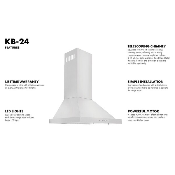 ZLINE Convertible Vent Wall Mount Range Hood in Stainless Steel (KB)