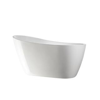 Vanity Art Limoges 55 in. Acrylic Flatbottom Bathtub in WhitePolished Chrome VA6531