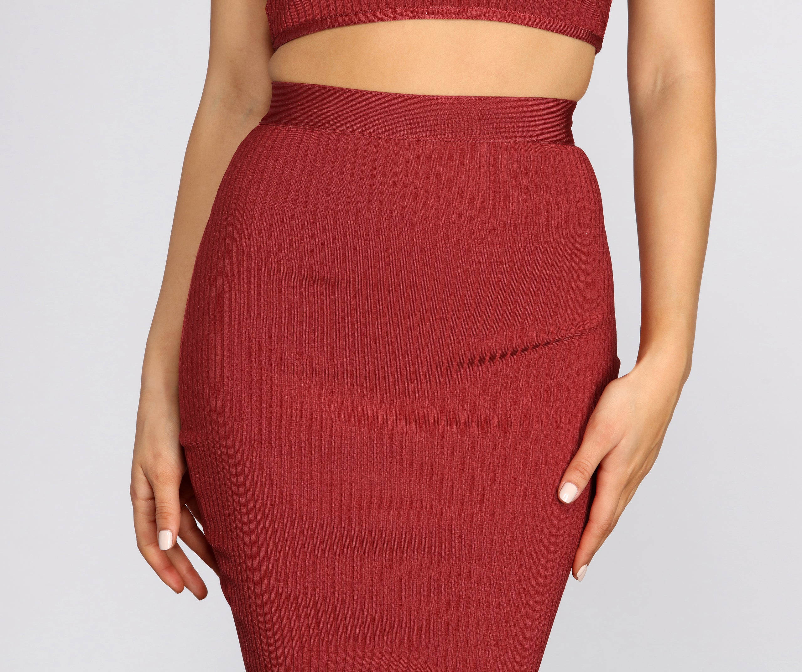 Bring Some Curve Bodycon Bandage Ribbed Midi Skirt