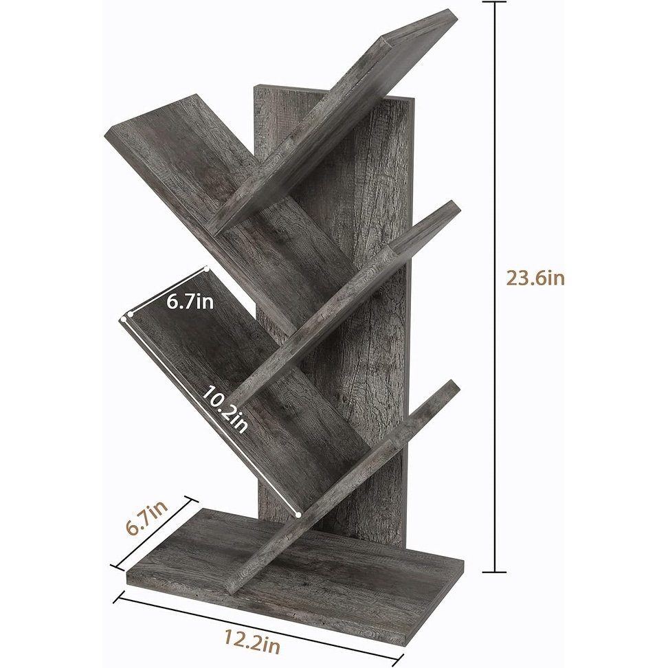 4 Tier Tree Bookshelf Cd/Magazine/Book Wood Storage Rack