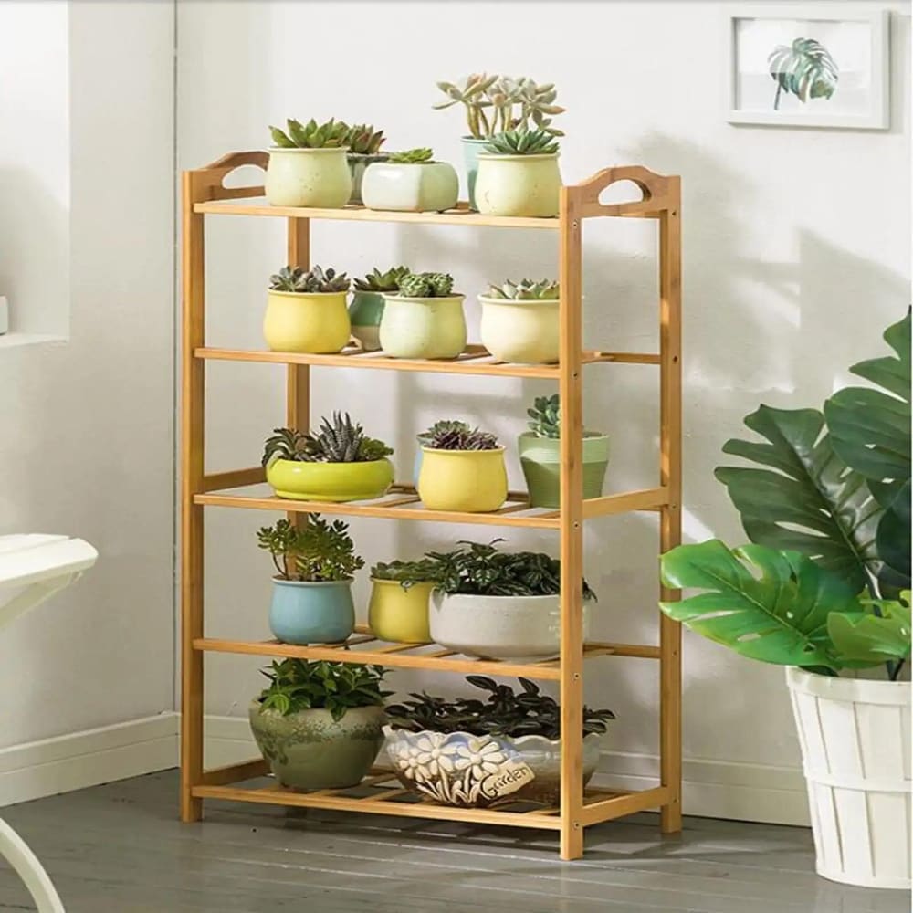 Bamboo Plant Stand with Home Storage Shelf