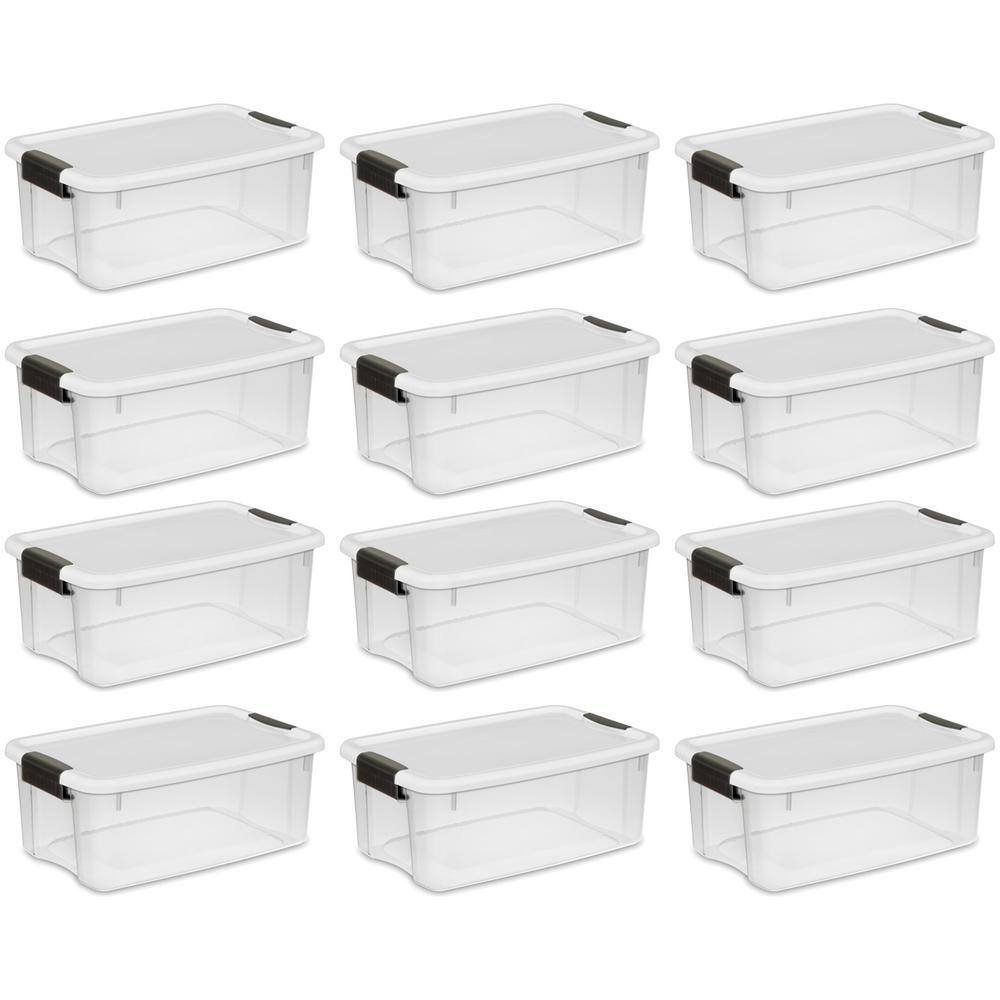 Sterilite 18 Qt. Ultra-Latch Storage Box in Clear Base and (12-Pack) 12 x 19849806