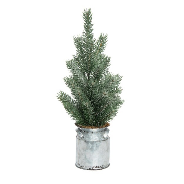 Transpac Artificial 14 In. Green Christmas Tree In Galvanized Milk Jug