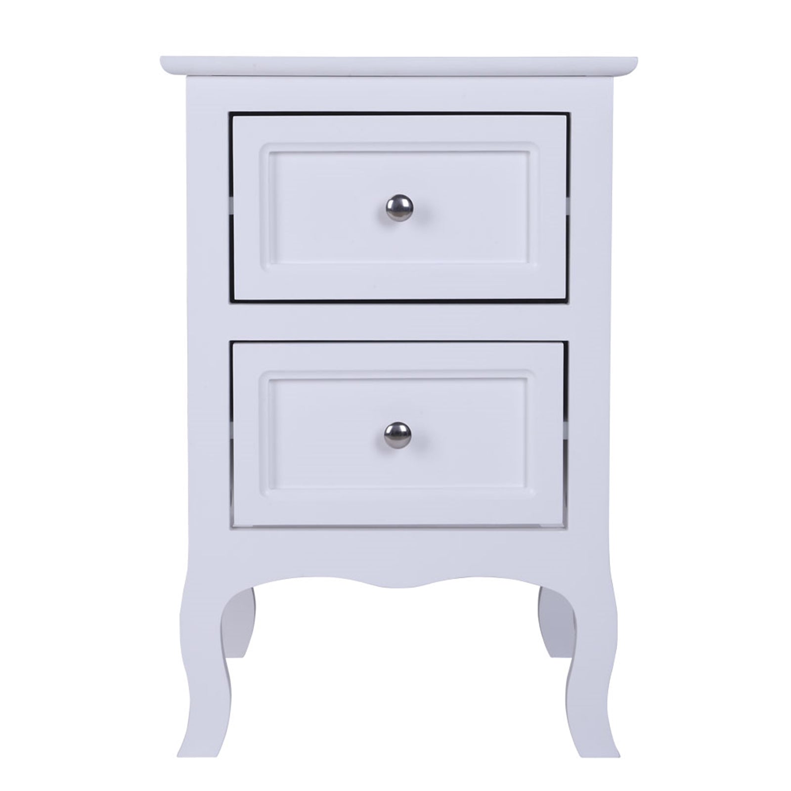 Nightstands Set of 2, Country Style End Table Nightstand Side Table with 2 Drawers, Wood Accent Table with Storage for Bedroom Living Room, White