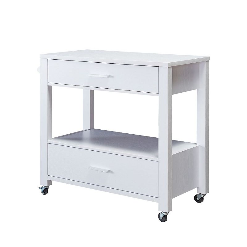 FC Design 4 Wheel Kitchen Cart with 2 Drawers and 2 Tier Display and Storage Unit