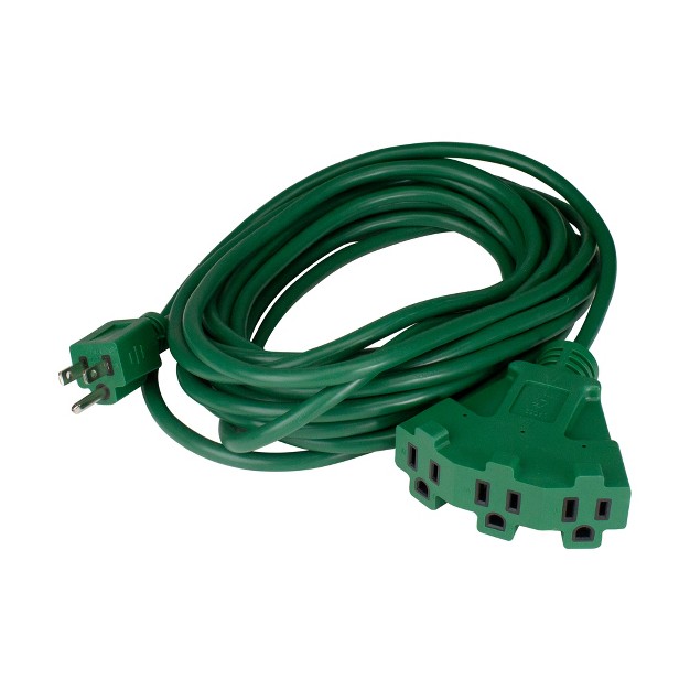 Northlight 25 x27 Green 3 prong Outdoor Extension Power Cord With Fan Style Connector