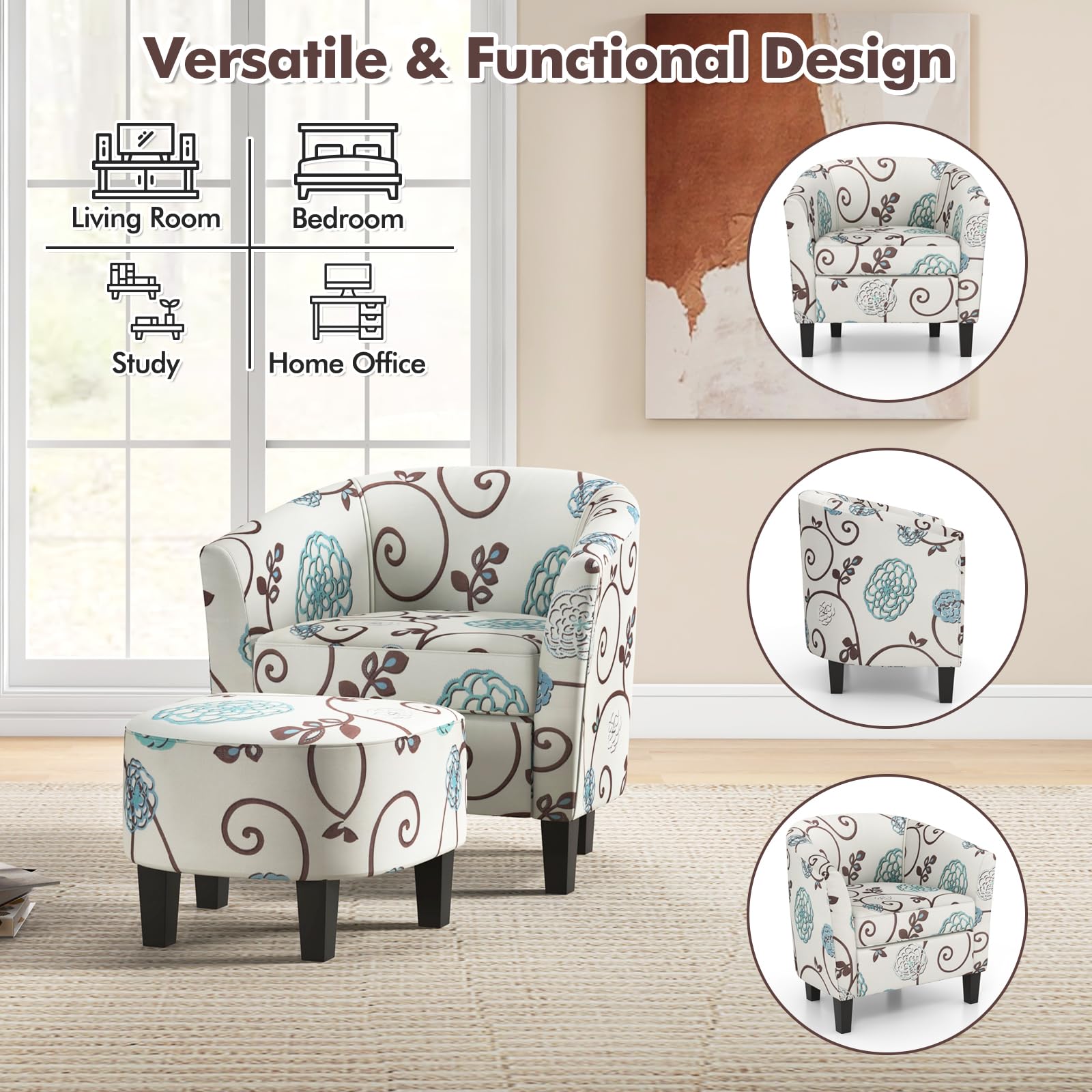 Giantex Small Accent Chair with Ottoman Set