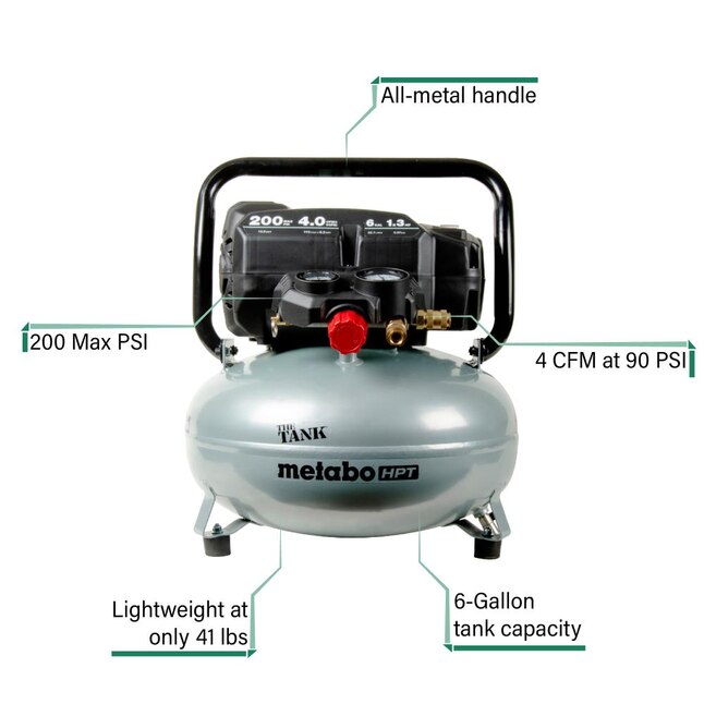 Metabo HPT The Tank 6-Gallon Single Stage Portable Corded Electric Pancake Air Compressor