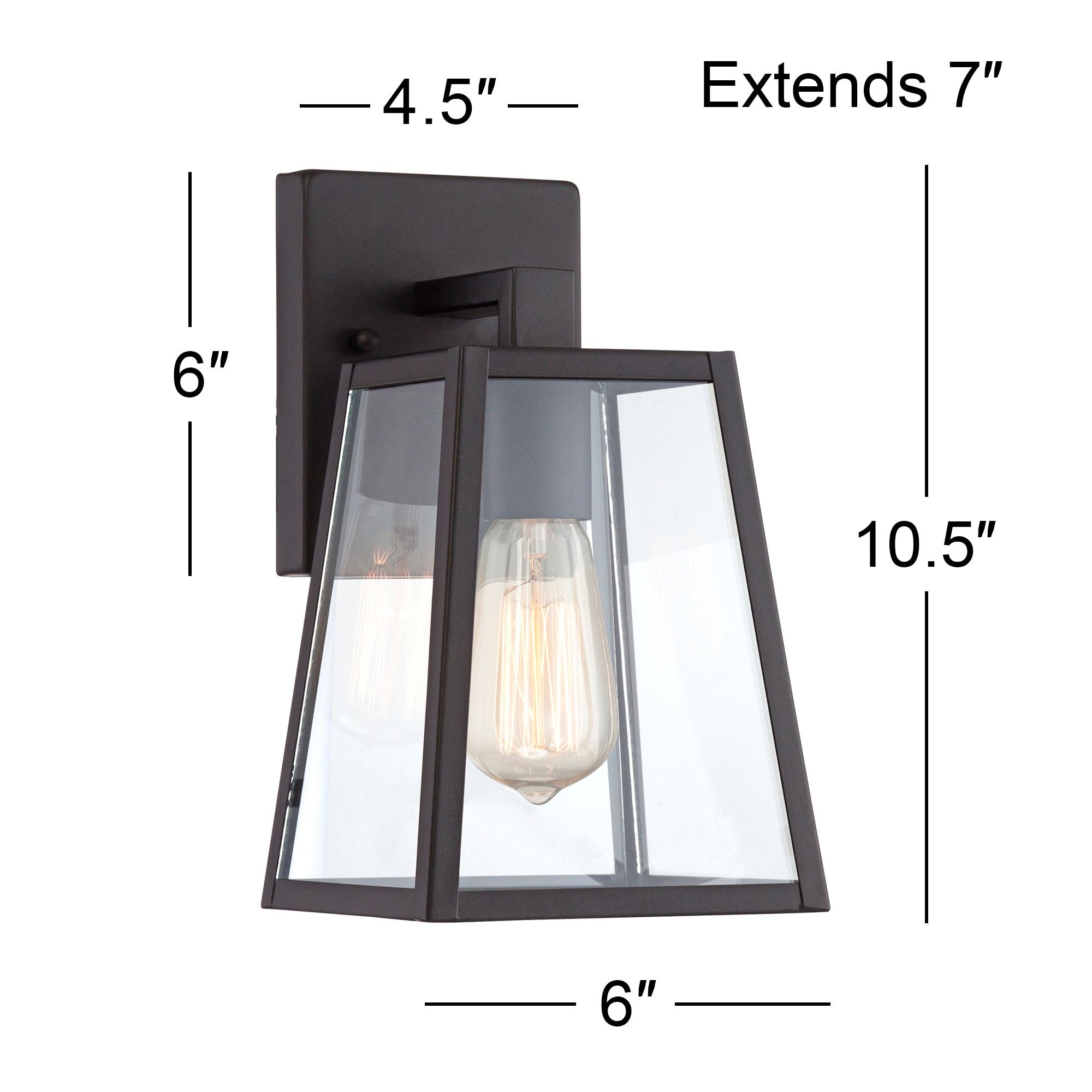 John Timberland Modern Rustic Outdoor Wall Lights Fixtures Set of 2 Tapering Black 10 3/4" Glass for Exterior House Porch Patio