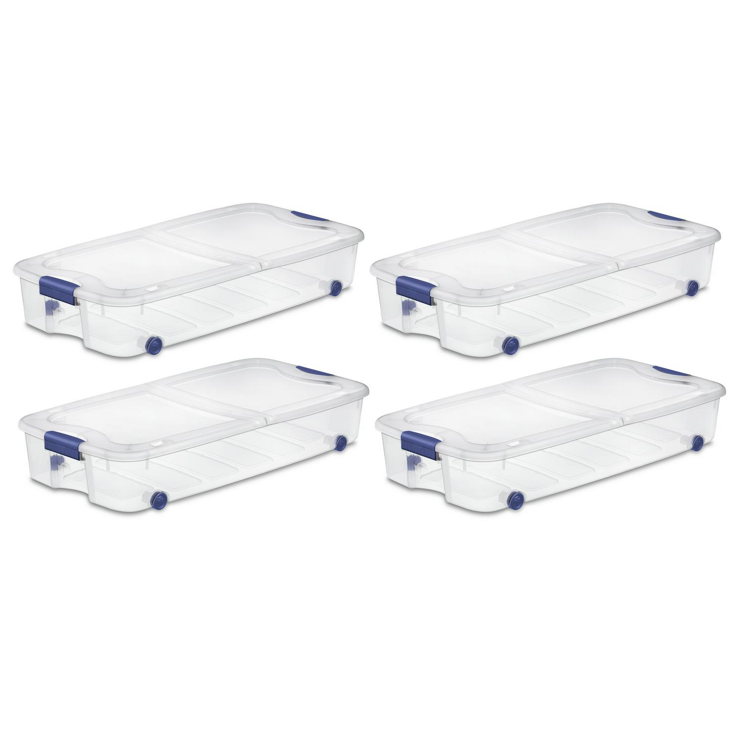 Sterilite 66 Qt Ultraa c Storage Box Plastic Stadium Blue Set of 4  Crowdfused